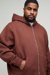 Nouvelle Mode Plus Size Palin Brown Oversized Zip Up Through Basics Sweat à capuche en coton Streetwear Fabricant personnalisé Sweats à capuche pour hommes - Product Image 3