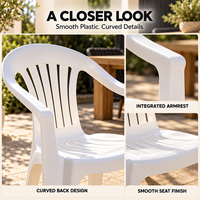 Fauteuil moderne en plastique blanc, portable et empilable, pour patio, jardin, plage et parc - Chaise de salle à manger - Meubles d'extérieur en gros