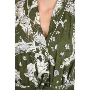 Boho Summer Luxury Lightweight Cotton <b>Kimono</b> Hand-Printed Indian Robe with Monkey Motif for <b>Beach</b> Vacations - Product Image 2