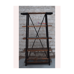 Estantería plegable de madera maciza y hierro, Muebles personalizados para el hogar, diseño Industrial Simple moderno de lujo ecológico, 130x38x180 cm - Product Image 6