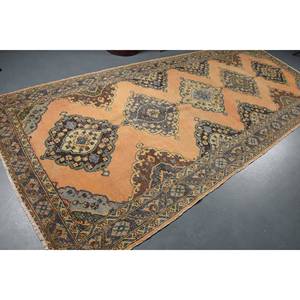 Alfombra de lana turca Vintage clásica beige azul 51x122 pies área grande rectángulo patrón de retazos para habitación de adolescente respaldo de látex - Product Image 2