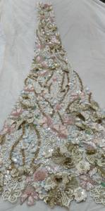 Tissu d'organza de dentelle africaine de luxe le plus vendu en gros avec tissu de tulle brodé de perles pour les mariages - Product Image 5