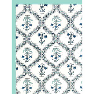 Mantel de seis plazas con estampado de bloque de mano Rajasthani en tela de algodón puro Bel hecha a mano Turquesa - Product Image 2