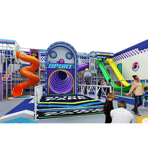 대형 대형 슬라이드 실내 놀이터 트램펄린과 터널이있는 상업용 어린이 놀이 공간 - Product Image 2