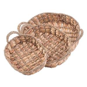 Bandeja de comida para pan de jacinto de agua trenzada a mano Natural, Juego de 3 cestas de almacenamiento de bambú tejidas, Bandejas para servir en el desierto de algas marinas - Product Image 2