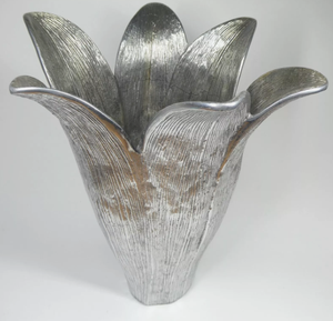 Handmade Aluminum <b>Lily</b> Flower <b>Vase</b> with Silver Leaf Unique Design Home & Garden Office Party Decoration Floor <b>Vase</b> - Product Image 1