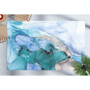 Tapis en marbre bleu et vert : design imprimé en 3D à l'encre d'alcool, avec poils doux - Product Image 2