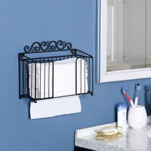 Porte-serviettes mural en métal noir avec essuie-mains en papier vintage, porte-serviettes pliable jetable commercial - Product Image 6