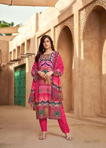 Nouvel ensemble Kurti et Dupatta traditionnel pour femme, toutes saisons, en mousseline pure, imprimé numérique, viscose, boutons Aari, par Maruti Fashion Designer - Product Image 5