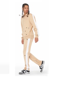 Survêtement à fermeture éclair imprimé vintage pour hommes, jogging respirant à manches longues avec bandes latérales, survêtement thermique de gymnastique d'hiver grande taille - Product Image 1