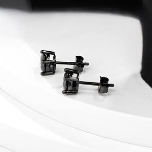 Pendientes de Plata de Ley 925 de diseñador para mujer, recién llegado, corte redondo negro VVS Clarity 2 CT Leb Diamond, regalo de tuerca fina para boda - Product Image 6