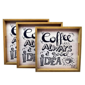 Vente en gros Plateau de service rectangulaire en bois avec motif floral, parfait pour le thé, le café et les cadeaux à un prix abordable - Product Image 4