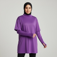 Chemise de sport légère et élégante pour femmes musulmanes, éco-responsable, UPF50+, grande taille, séchage rapide, design épaules tombantes