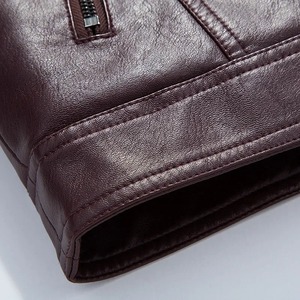 Chemise en cuir pour hommes 2024 à capuche affaires haute qualité Satin hiver polaire chaud motard Vintage manteau Moto décontracté mince pilote rapide - Product Image 5