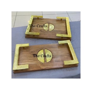 ถาดเสิร์ฟอลูมิเนียมพร้อมฐานไม้สำหรับตกแต่งบนโต๊ะอาหาร - Product Image 3