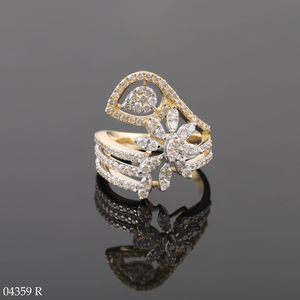 D'VINS JEWELS Floral Diamond Engagement Ring Rose Gold Plated Lab Grown Diamonds Women's Wedding Anniversary Gift - Product Image 2