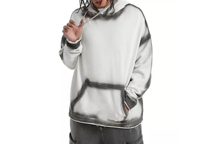 Men's Hip Hop Two Tone Tie Dye Hoodie Distressed Raw Cut Drop Shoulder <b>Bleach</b> Hoodies with Embroidered Logo XS Size for Winter - Product Image 3
