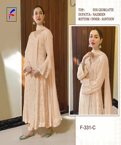 Salwar Kameez mangas diseño hermoso indio paquistaní moda fiesta desgaste señoras bordado traje de trabajo en precio al por mayor alfanumero - Product Image 3