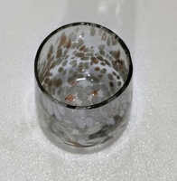 Photophore moderne style Murano en verre soufflé à la main, blanc avec accents ambre, très parfumé, sans flamme, pour la décoration intérieure et les mariages