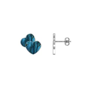 Boucles d'oreilles pendantes en argent sterling 925 de qualité supérieure, finition haut de gamme, labradorite, forme double cœur, sertissage en bezel, 13,00 x 13,00, tendance, mariage - Product Image 1