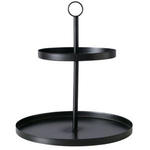 Derniers supports de rangement à deux niveaux en fer noir Corbeille à fruits Ustensiles de cuisine Présentoir de table Support de rangement pour maquillage avec poignée - Product Image 5