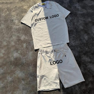 Ropa de calle de verano personalizada, trajes para correr, chándal de algodón 100% para hombres, Conjunto de camiseta y pantalones cortos con estampado de pantalla Puff de alta calidad - Product Image 4