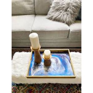 High Quality Single Piece Blue Resin Serving Tray Handmade Design <b>2</b> Brother's Collection RT-082 <b>for</b> - Product Image 2