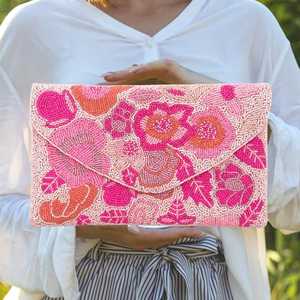Bolso de Mano Informal con Cuentas de Vidrio Multicolores y Asa, Hecho a Mano en India, con Forma Personalizada - Product Image 1