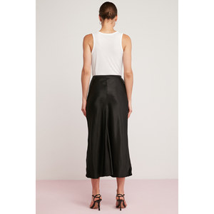 Jupe mi-longue élastiquée en tissu satiné de viscose à filament léger et fluide pour femme ETHIQUET Rosanne - Product Image 6