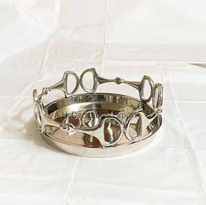 Plateau de service fruits en aluminium plaqué or rond et cheval plateau de service chocolats hôtels vaisselle plat/assiette alimentaire - Product Image 2