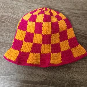EFANBEANIE Custom Crochet European-American Style Bucket <b>Hat</b> Trendy Checkered Sun <b>Hat</b> Adults Hand Knit Cotton Yarn Daily Party - Product Image 6
