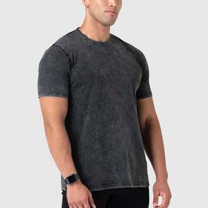 Venta al por mayor de los hombres Casual ácido lavado camisetas Drop Shoulder secado rápido personalizado lavado 100% algodón High Street Style camiseta para hombres - Product Image 2