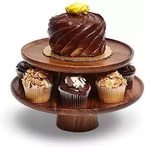 Support à gâteau rotatif en bois d'acacia, plateau de buffet rond tournant pour servir et décorer, nouvel outil de haute qualité - Product Image 5
