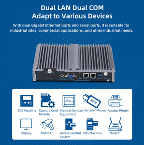 كمبيوتر مدمج صغير بدون مروحة مع ذاكرة SSD سعة 128 جيجابايت ومنفذ VGA وRS232 وذاكرة وصول عشوائي اختيارية 4 أو 8 جيجابايت للخوادم السحابية والتحكم الصناعي والحوسبة المكتبية - Product Image 4