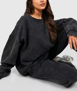 Chándal de lavado ácido Premium básico personalizado para hombre de algodón pesado de gran tamaño personalizado servicio OEM oferta al por mayor tendencia 2024 calidad - Product Image 1