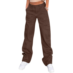 Pantalones Cargo de Verano para Mujer al por Mayor de Frente Plano Transpirables Ecológicos de Cintura Media y Corte Holgado con Bolsillos - Product Image 4