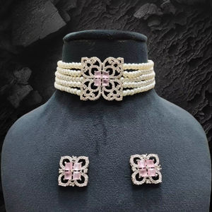 Qualité ethnique américain diamant tour de cou créateur de mode collier ensemble indien bijoux de mode pour les femmes et les filles tenue de fête - Product Image 1