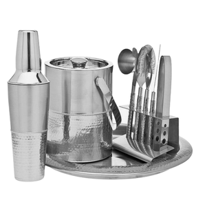 Silver Finished Stainless Steel Cocktail Shaker Bartending Kit Top Selling <b>Bar</b> <b>Accessories</b> Tongs <b>Bar</b> Tool Shaker Cocktail Set - Product Image 1