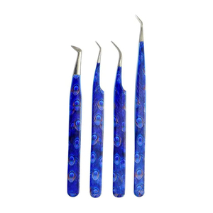 Pinzas de extensión de pestañas de acero inoxidable con logotipo personalizado del fabricante Diseño de fibra puntiaguda para uso en salón de Damas - Product Image 1