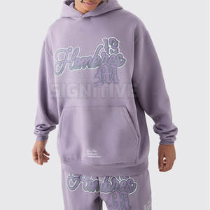 Conjuntos de gimnasio de invierno para hombre con logotipo personalizable talla XXL 100% algodón poliéster transpirable secado rápido Puff estampado de talla grande chándal - Product Image 3