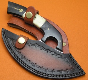 Cortador de Pizza Ulu de Alaska profesional de acero de Damasco hecho a mano, superventas, cuchillo de Chef Ulu de cocina con cuerno de búfalo, hueso de camello - Product Image 4