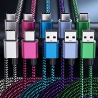 Kabel USB-C ke USB-A 6ft/2M dengan Pengisian Cepat 3A Terverifikasi, Berbahan Nilon Kepang, untuk Sinkronisasi Data Samsung Galaxy iPhone 15 16 Series iPad