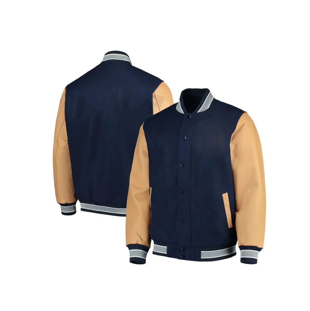 OEM Manufacturer Custom Logo Baseball Bomber Letterman Varsity Jacket High Quality Embroidery Men Leather Sleeves College Jacket