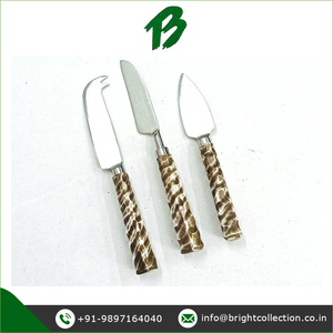 Très demandé largement vendu poignée en résine antique de luxe 3 pièces en acier inoxydable utilisation de mariage couteaux à couper le fromage d'Inde - Product Image 2