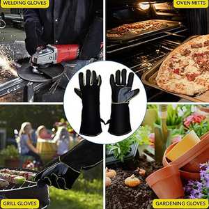 Mejor logotipo personalizado impreso ropa de trabajo guantes de soldadura de cuero Anti-Corte Metal fundido protección contra salpicaduras para soldadura - Product Image 6