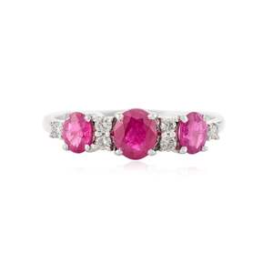 100% แฮนด์เมดแหวนหมั้นเพชรทับทิมทรงรีตัดตามธรรมชาติ14K แข็งสีขาวทองขายดีเครื่องประดับงานแต่งงานขายส่ง - Product Image 1