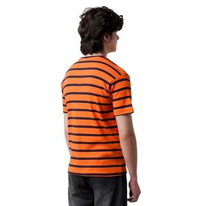 เสื้อยืดคอกลมผ้าฝ้ายลายทางสีส้มสำหรับผู้ชายเสื้อยืดแขนสั้นลำลองสำหรับฤดูร้อน - Product Image 5