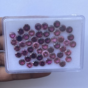 6mm 8mm 10mm naturel Rubellite rose Tourmaline pierre à facettes ronde brillante coupe calibrée pierre précieuse en vrac bricolage pour bijoux fins - Product Image 1