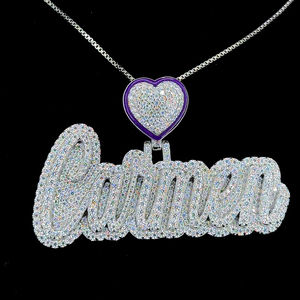 Atractivo Colgante HipHop Personalizado con Moissanita VVS, Corte Redondo, Estilo Diamante, Joyería con Letras, Colgante para Hombre, Plata de Ley 925 - Product Image 1