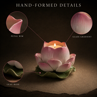 Support de bougie en céramique fait main en forme de lotus, récipient rose pour bougie chauffe-plat, décoration d'autel bouddhiste pour la maison, ornement, OEM ODM, vente en gros, logo personnalisé